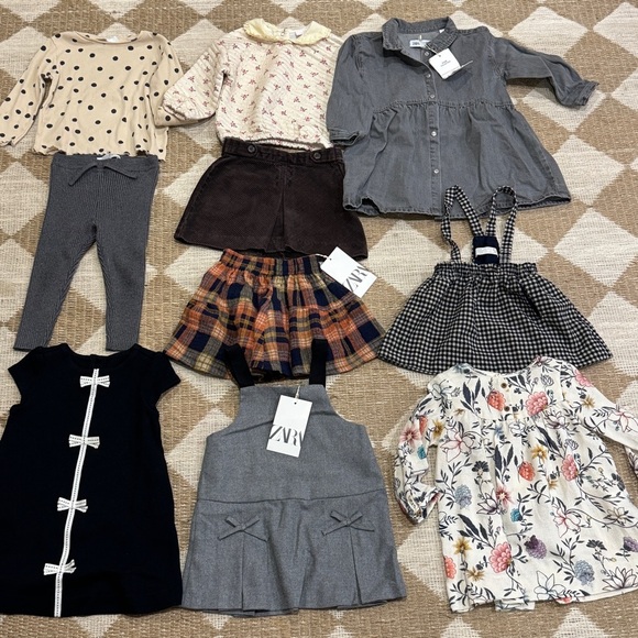 Lot NWT Zara Kids toddler girl dress denim skirt bows floral top